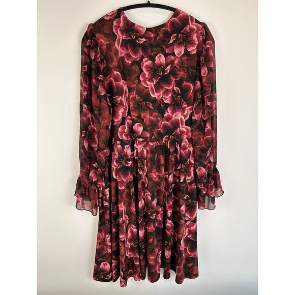 Torrid Babydoll Floral Dress Rose Print Sheer Long Sleeve Sz 2 Whimsigoth Fairy - Picture 7 of 10
